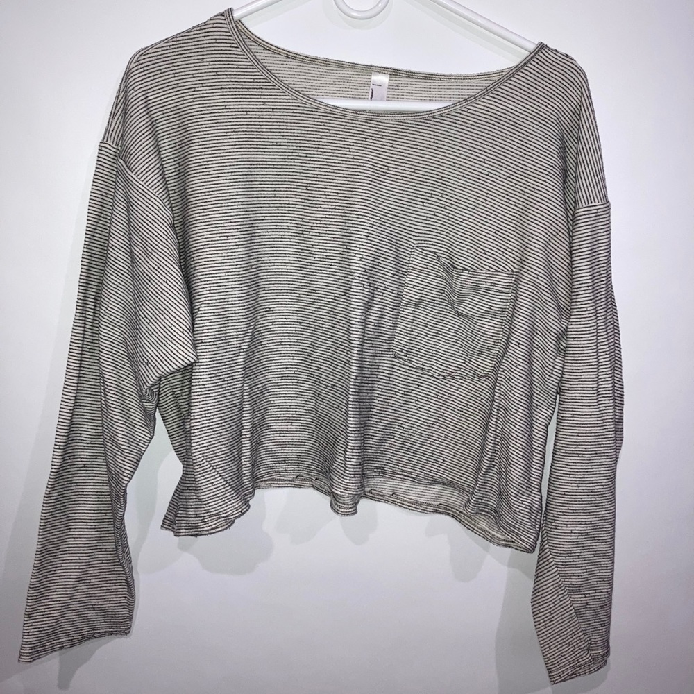 American Apparel Striped Long Sleeve Crop Top